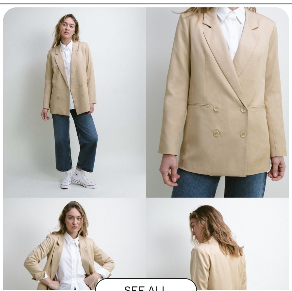 Darling Beige Double-Breasted Blazer